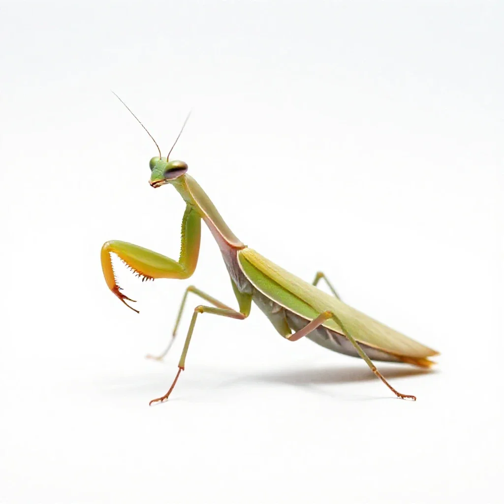 Praying mantis isolated on a white background