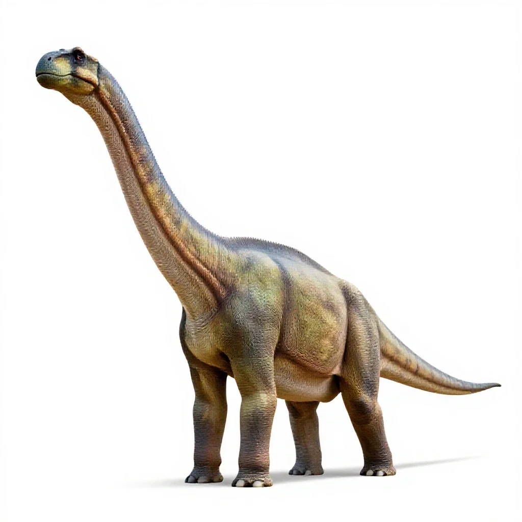 Brachiosaurus reaching upward isolated on a white background