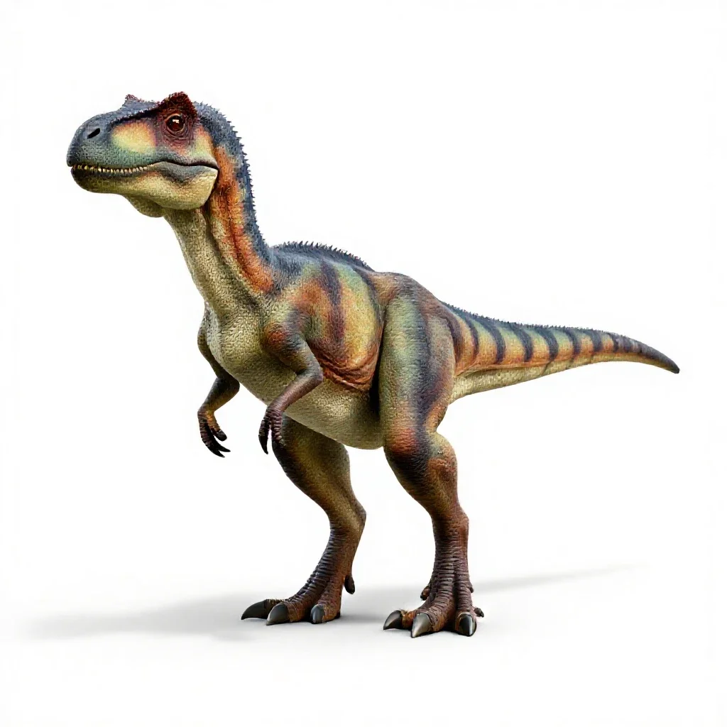 Velociraptor with feathers isolated on a white background
