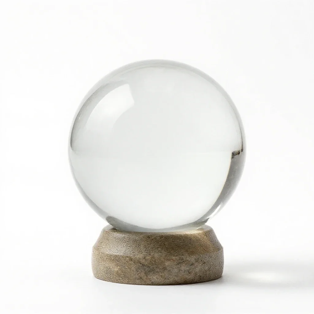 Crystal ball on a stand isolated on a white background