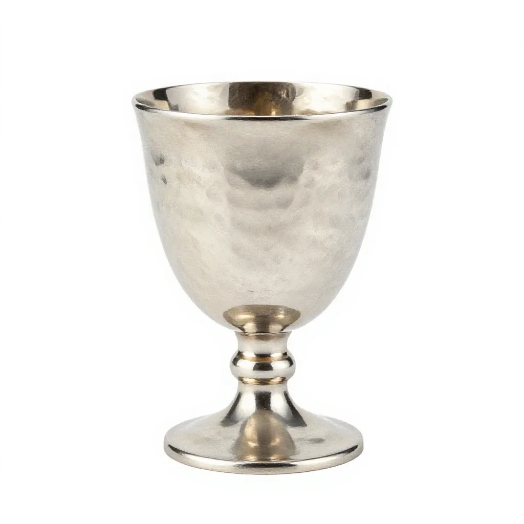 Goblet of hammered silver isolated on a white background