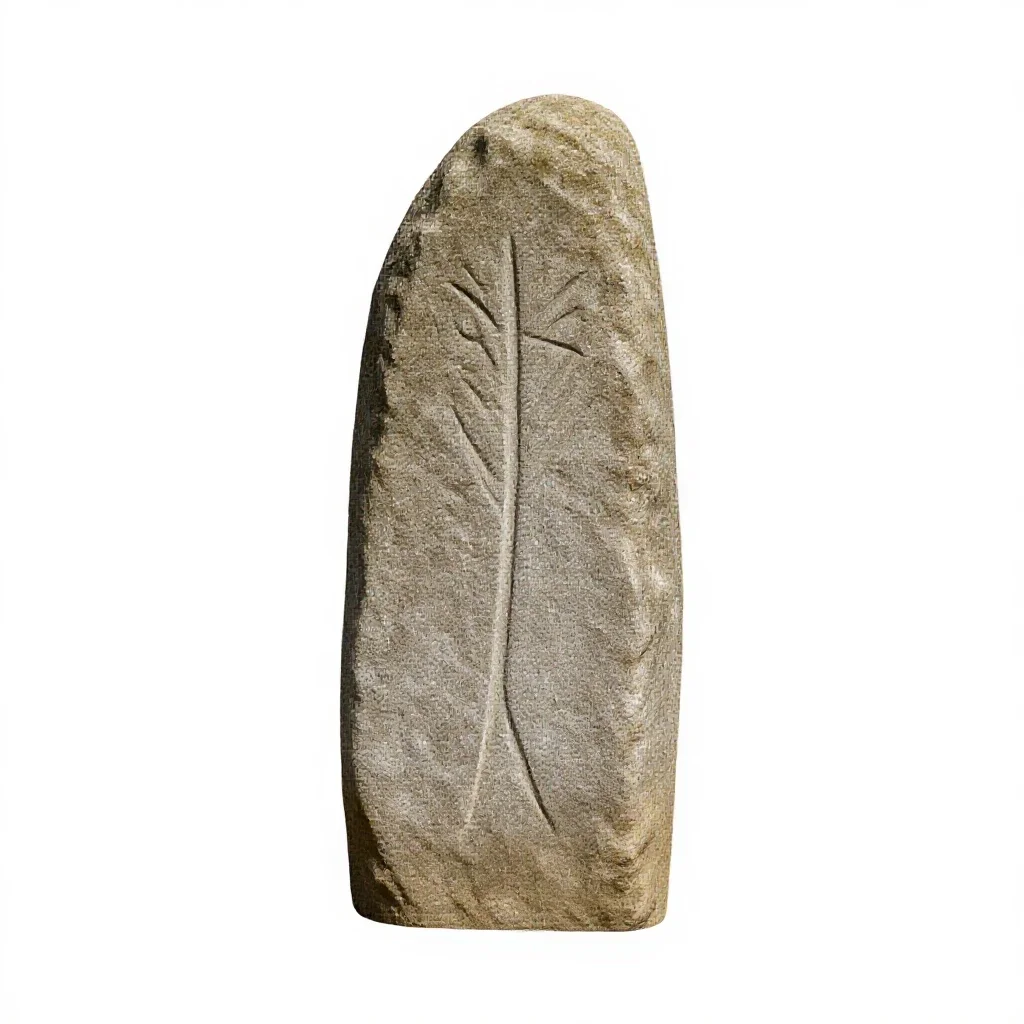 Rune-carved standing stone isolated on a white background