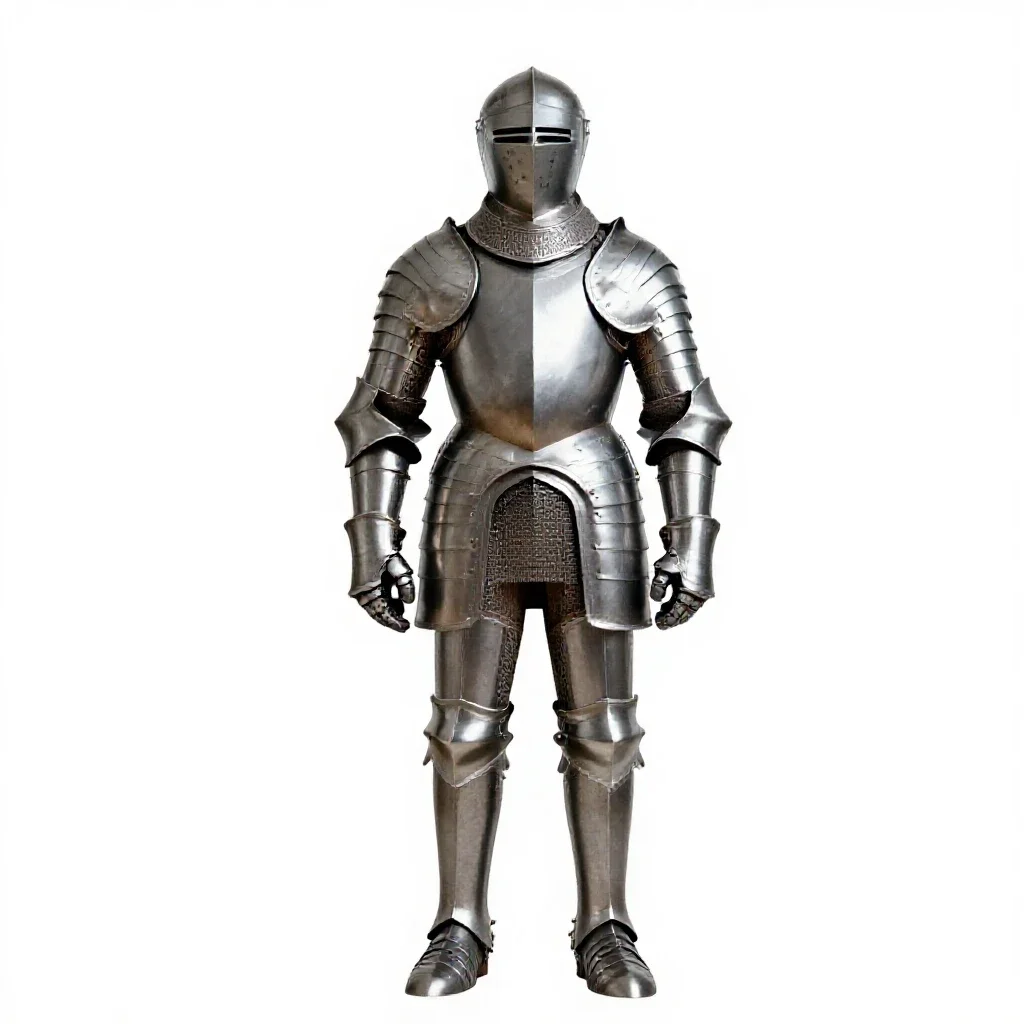 Suit of plate armour isolated on a white background