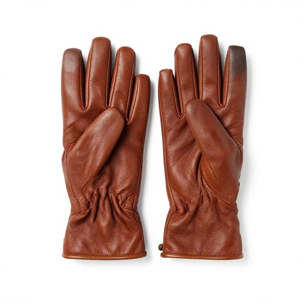 Pair of leather gloves isolated on a white background