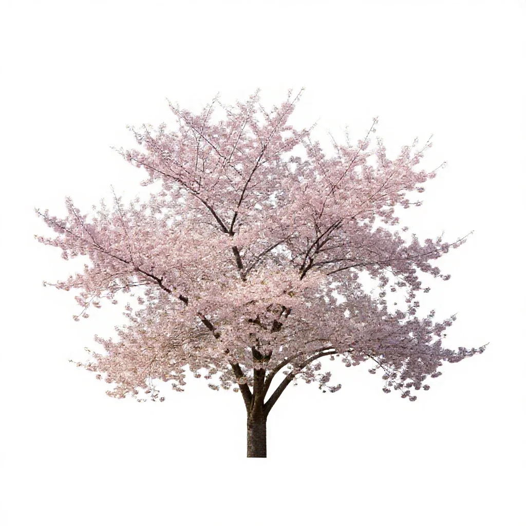 Cherry blossom cluster isolated on a white background