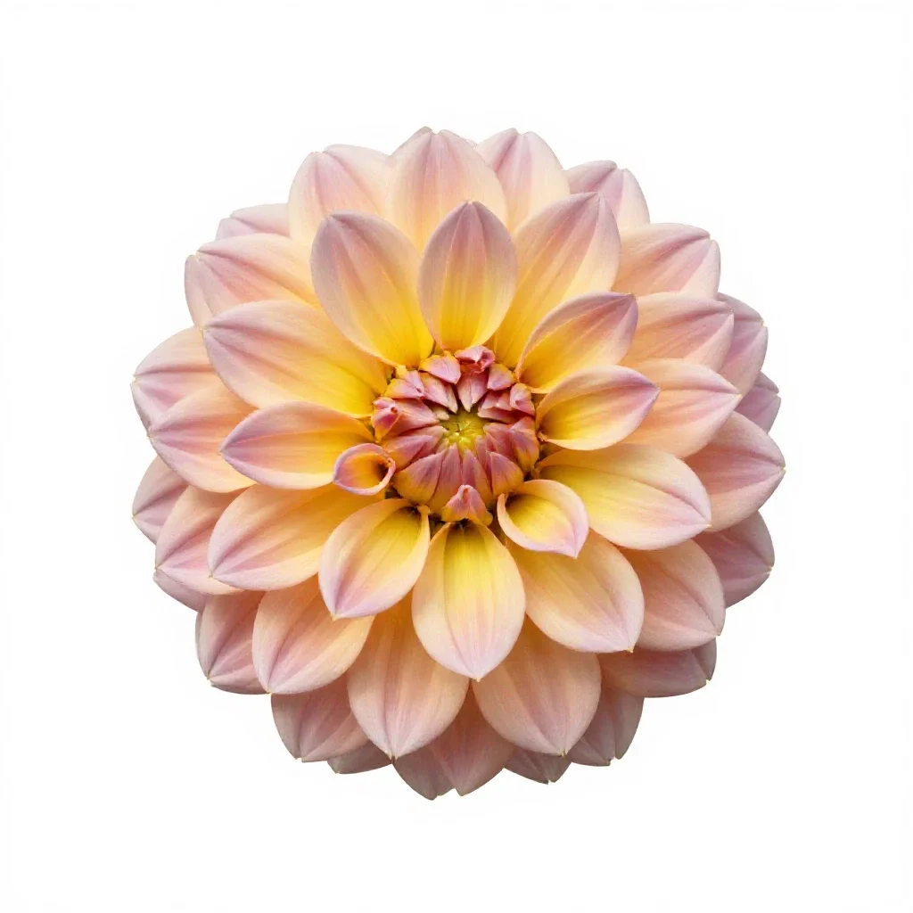 Dahlia with tight petals isolated on a white background