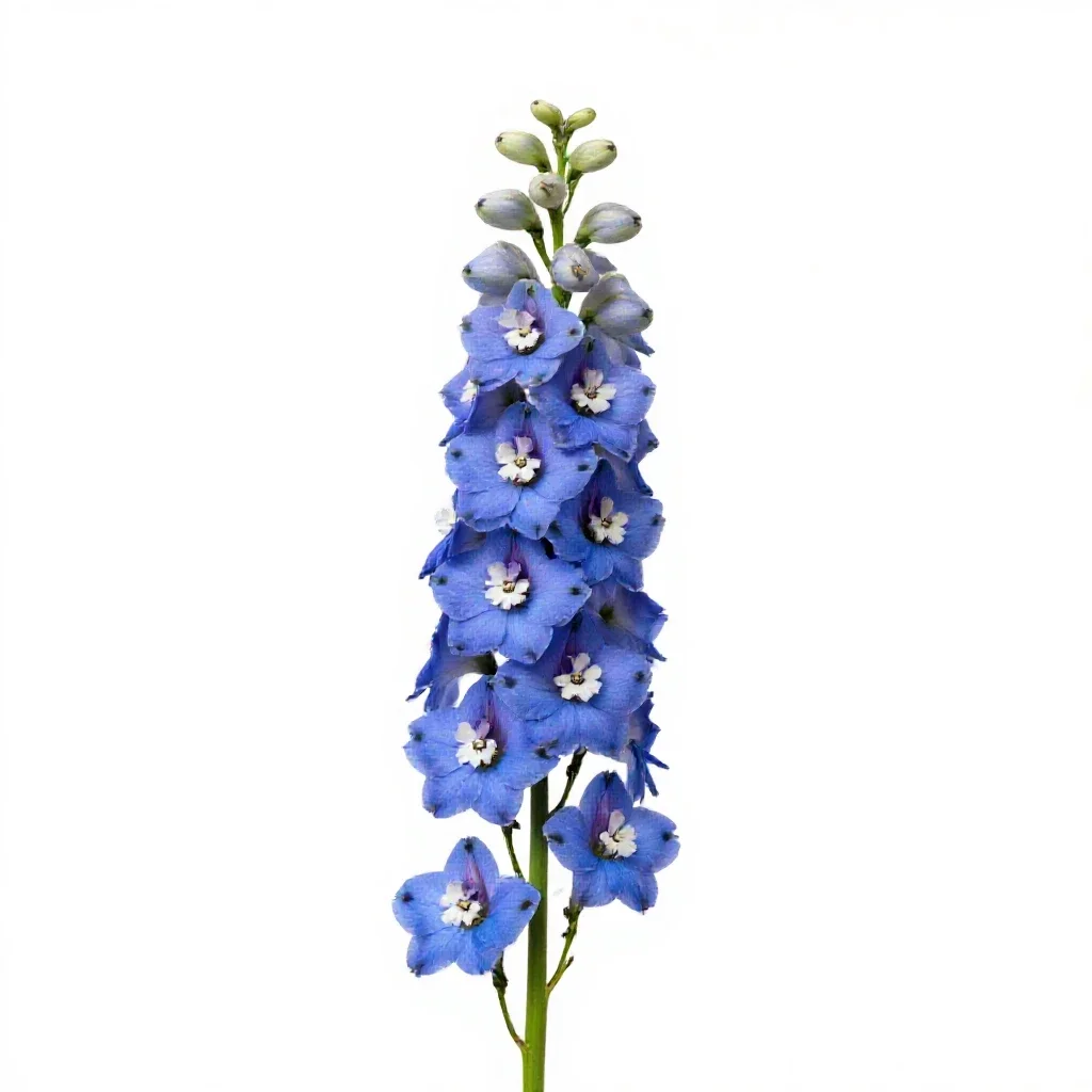 Delphinium stem isolated on a white background