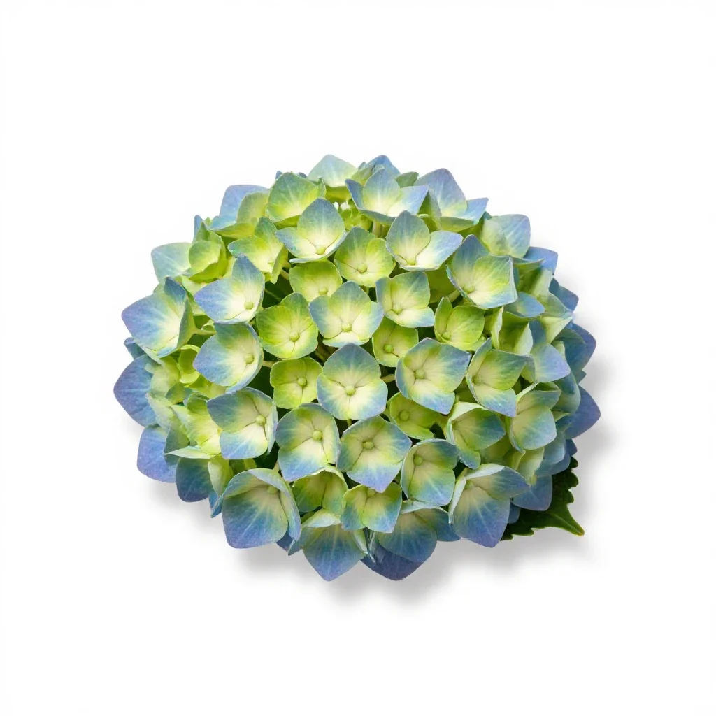 Hydrangea head isolated on a white background