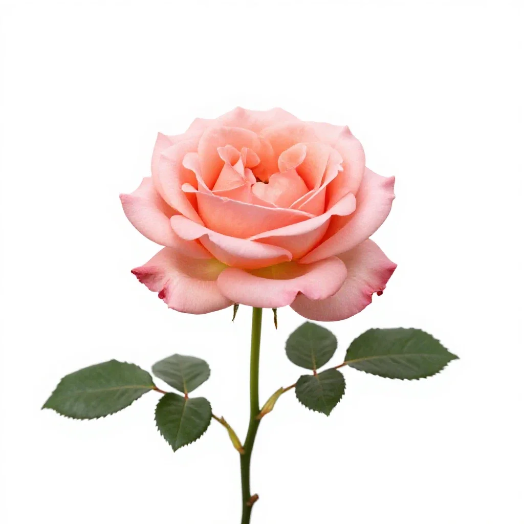 Single garden rose isolated on a white background