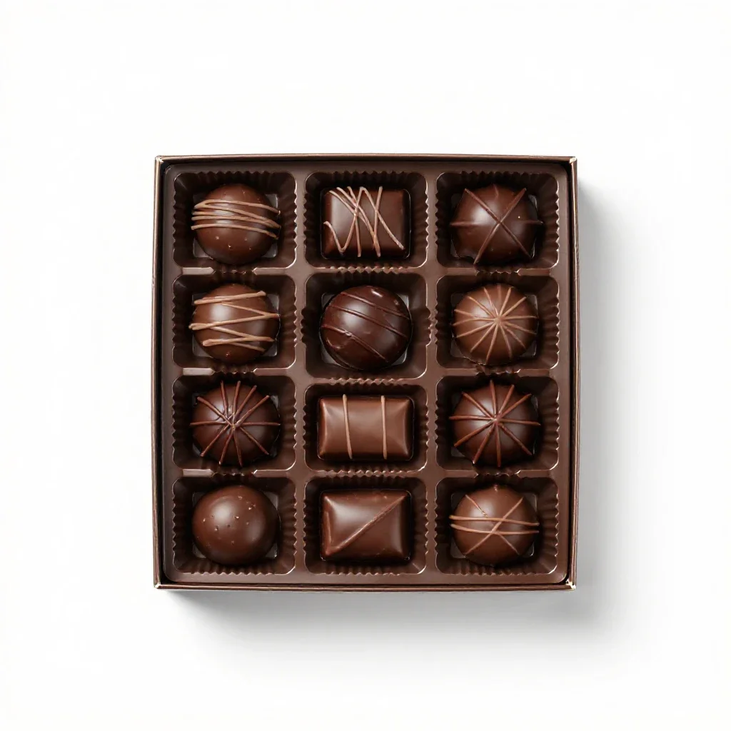 Box of chocolates isolated on a white background