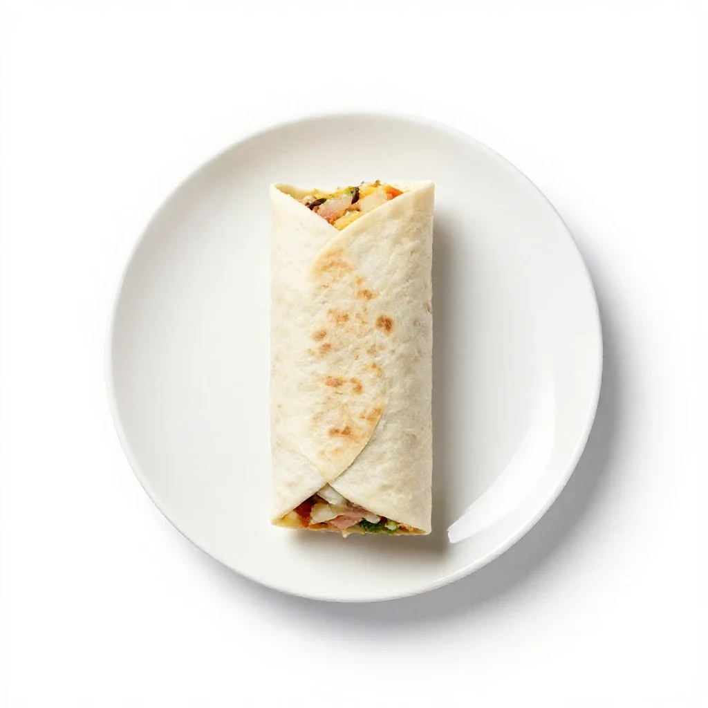 Burrito cut in half isolated on a white background