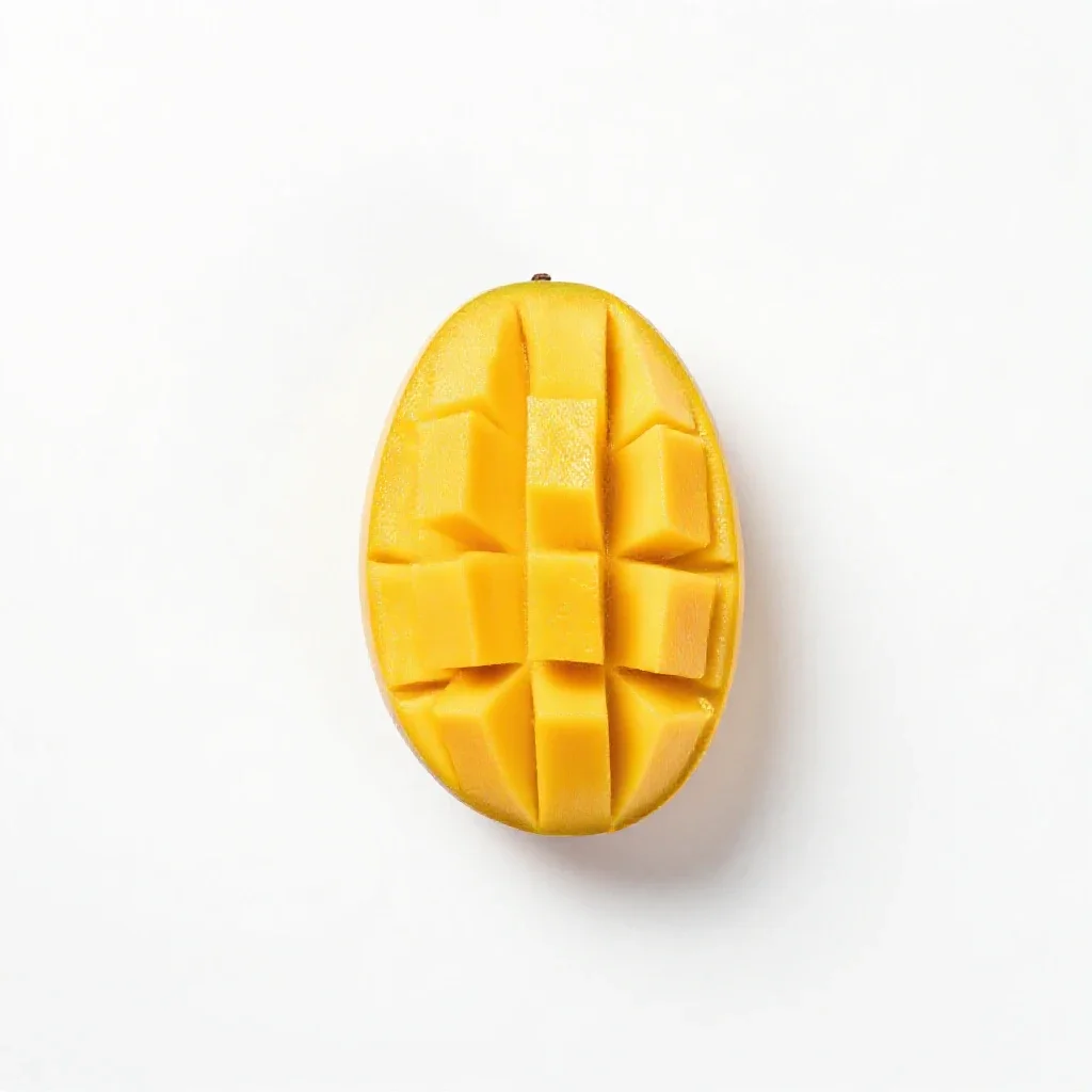 Mango sliced open isolated on a white background