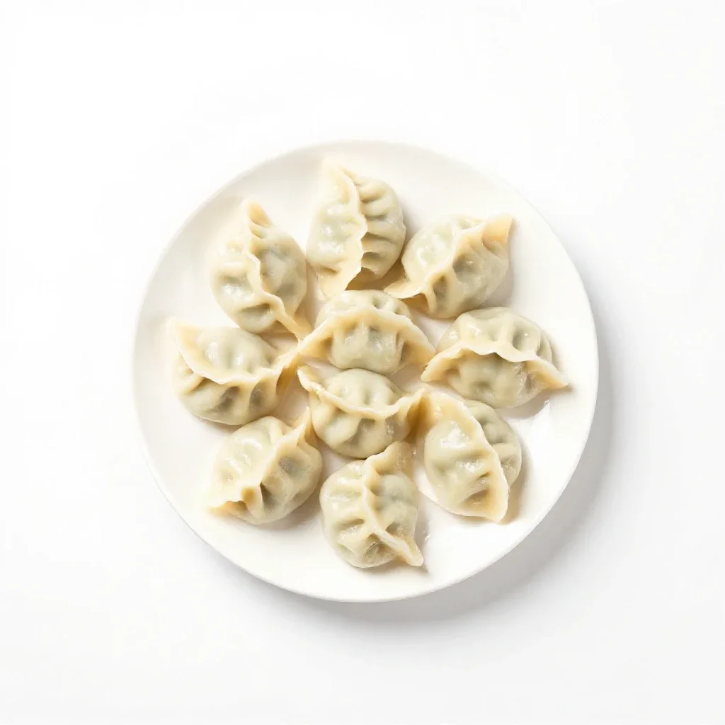 Plate of dumplings isolated on a white background