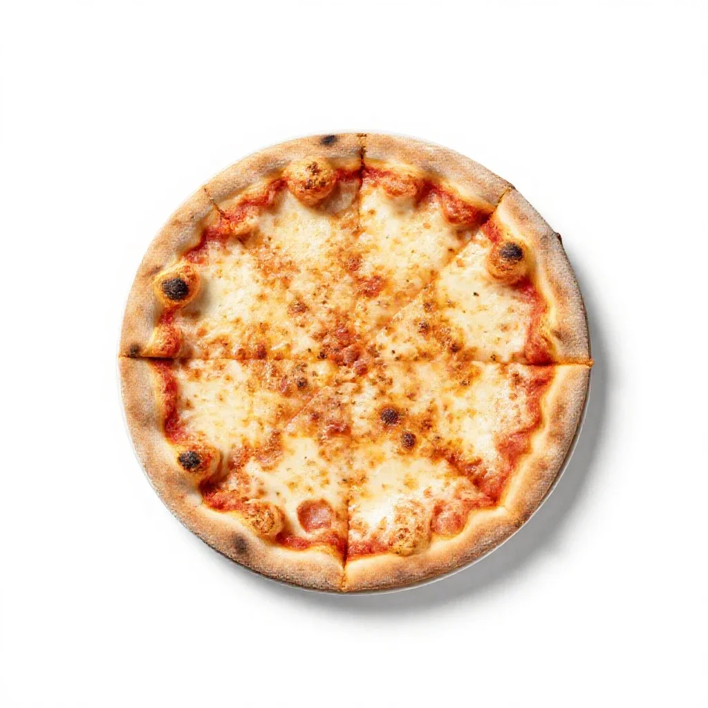 Wood-fired pizza isolated on a white background
