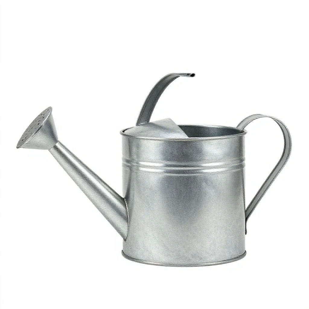 Galvanised watering can isolated on a white background