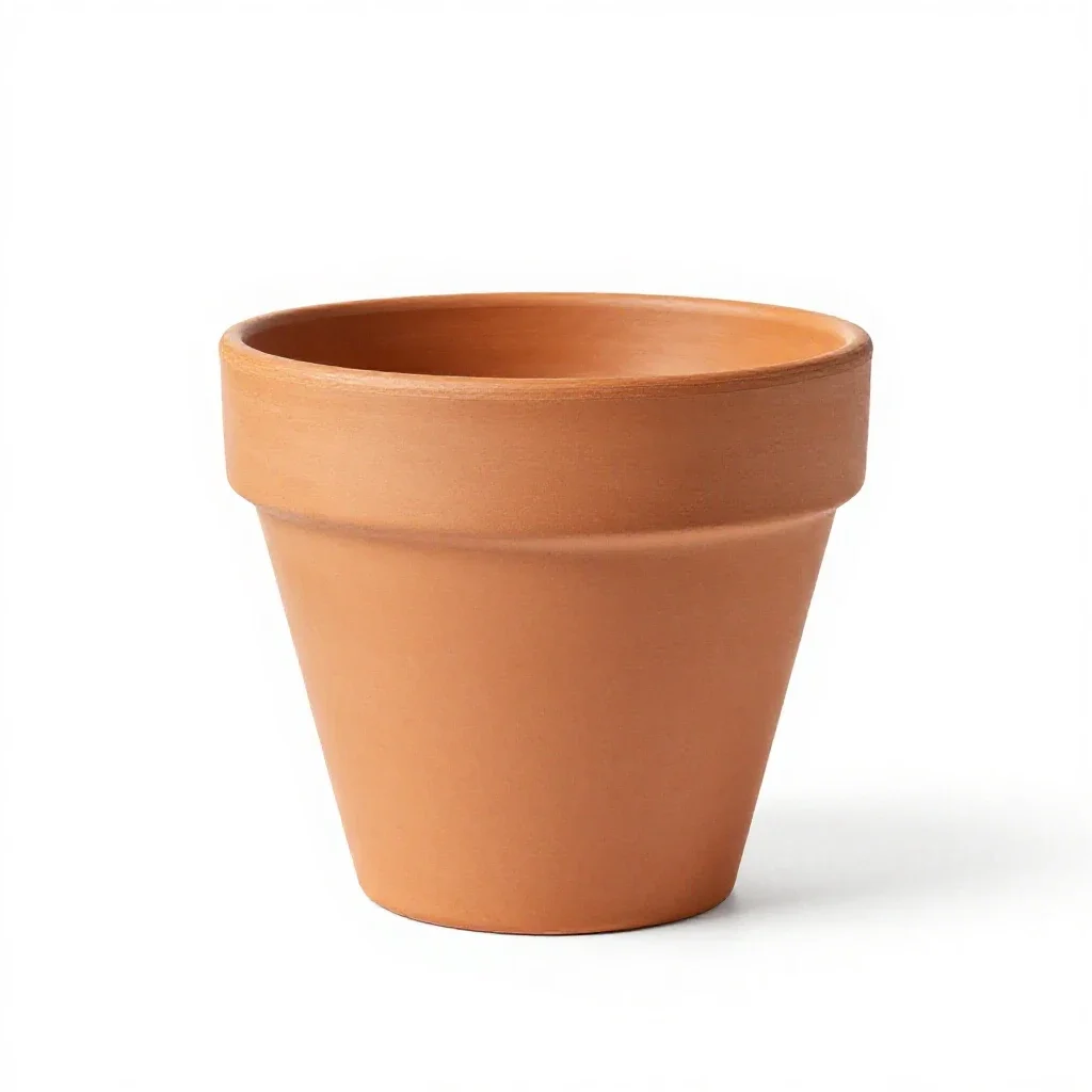 Terracotta plant pot isolated on a white background