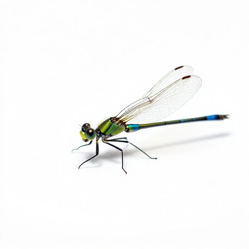 Damselfly isolated on a white background