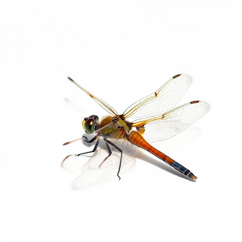 Dragonfly with veined wings isolated on a white background