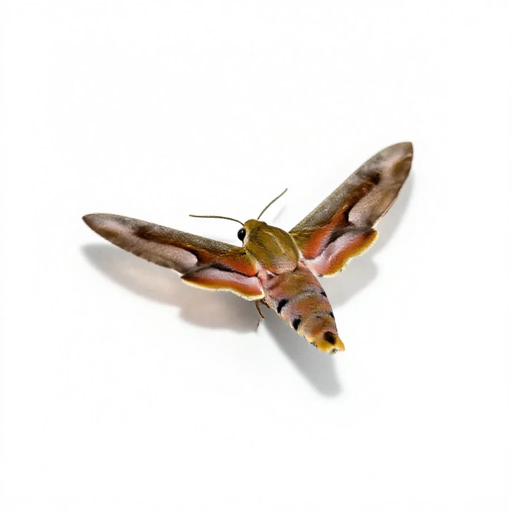 Hawk moth in flight isolated on a white background