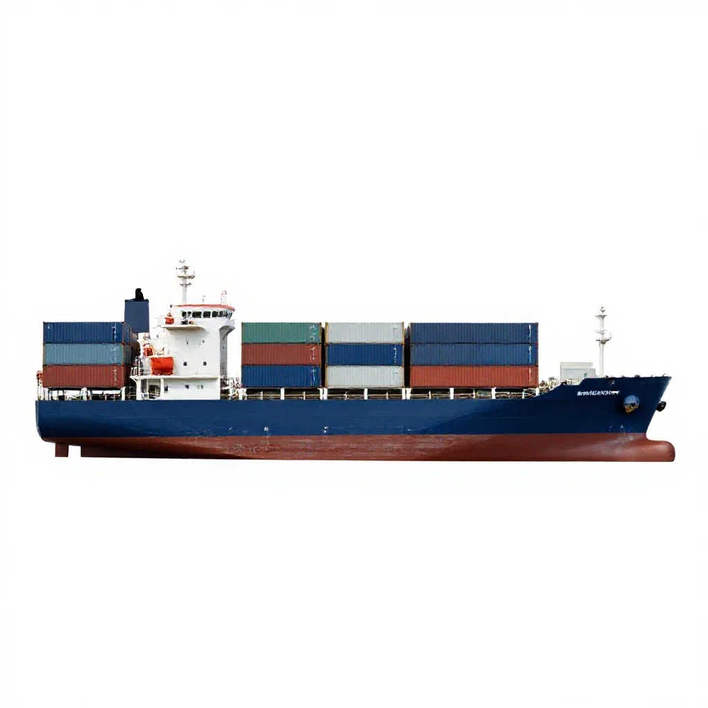 Container ship isolated on a white background