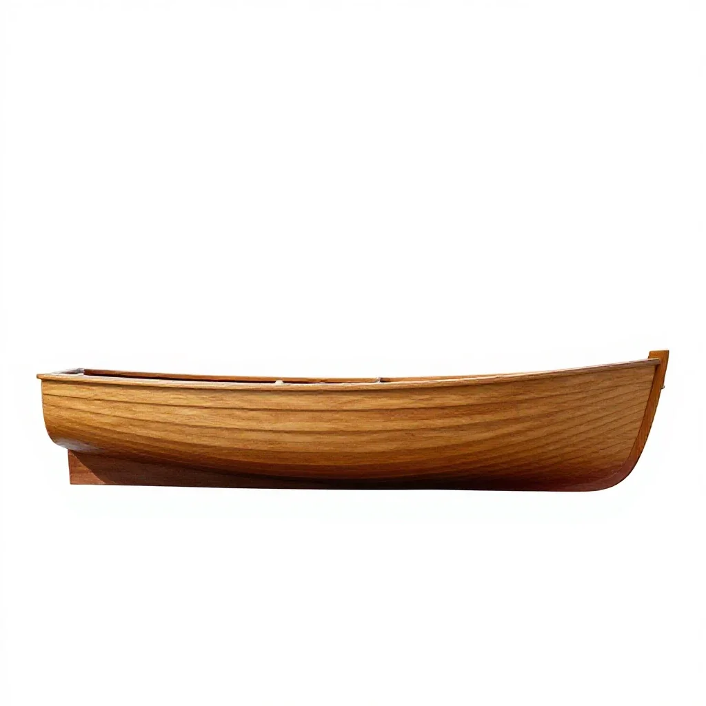 Wooden sailing dinghy isolated on a white background