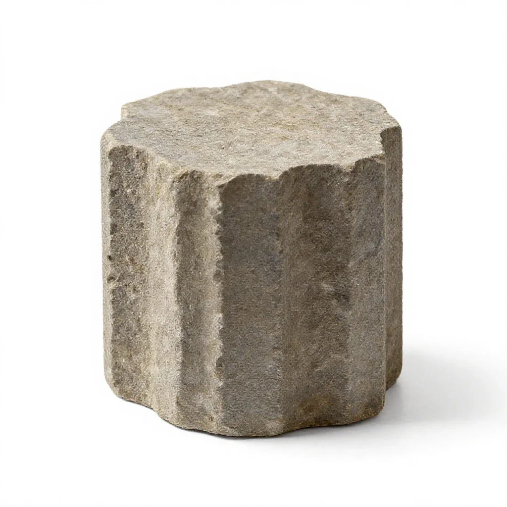Basalt column fragment isolated on a white background