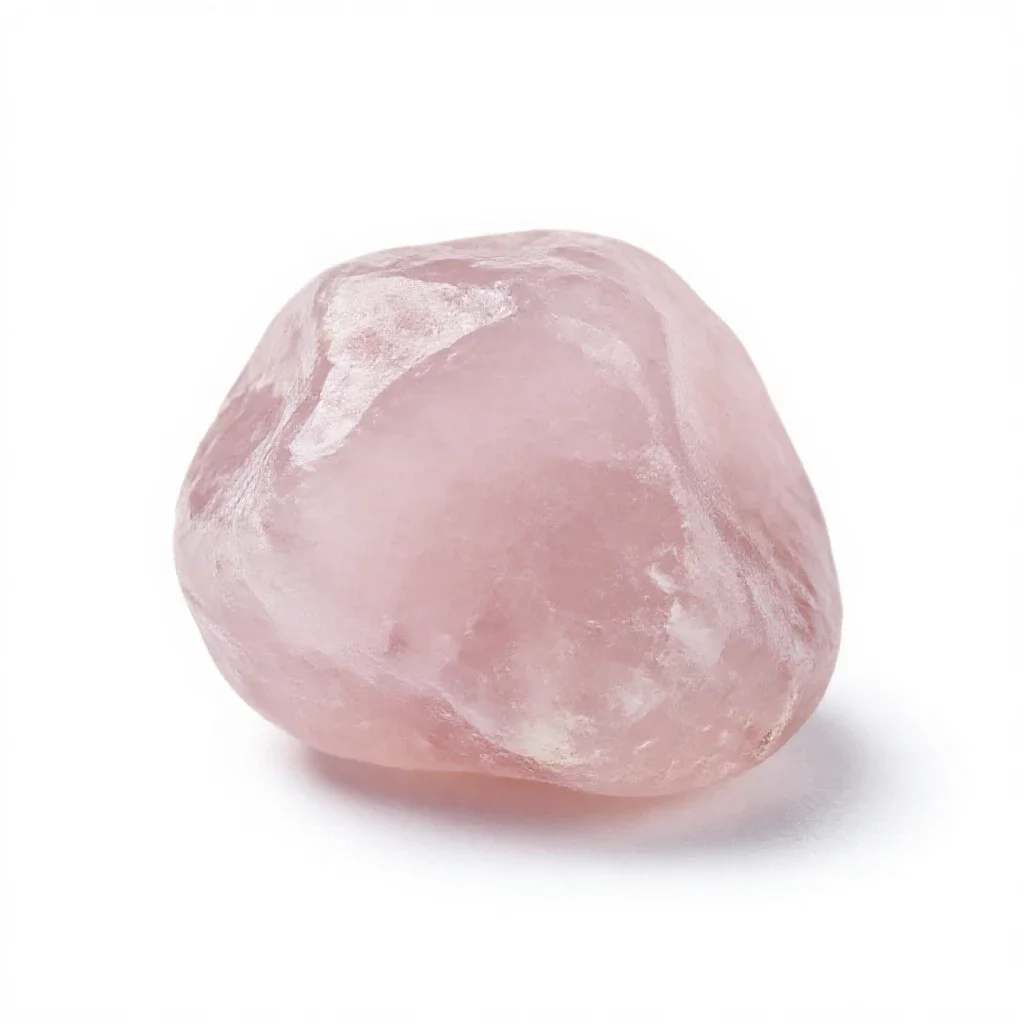 Chunk of rose quartz isolated on a white background