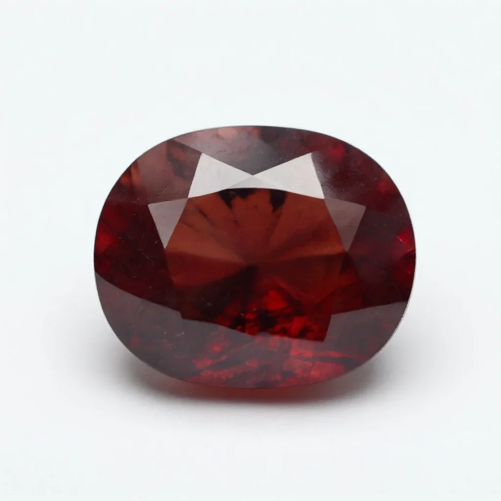 Garnet in matrix isolated on a white background