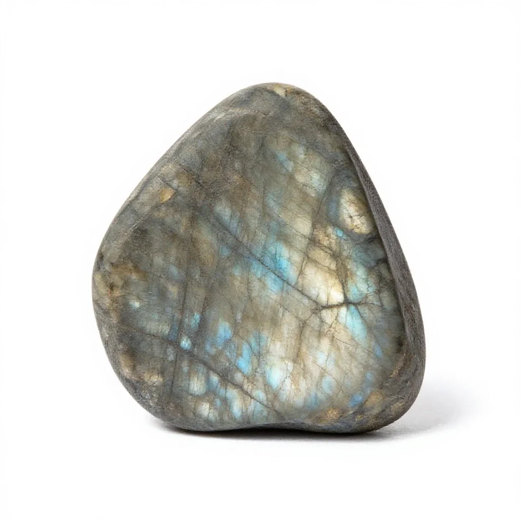 Labradorite slab isolated on a white background