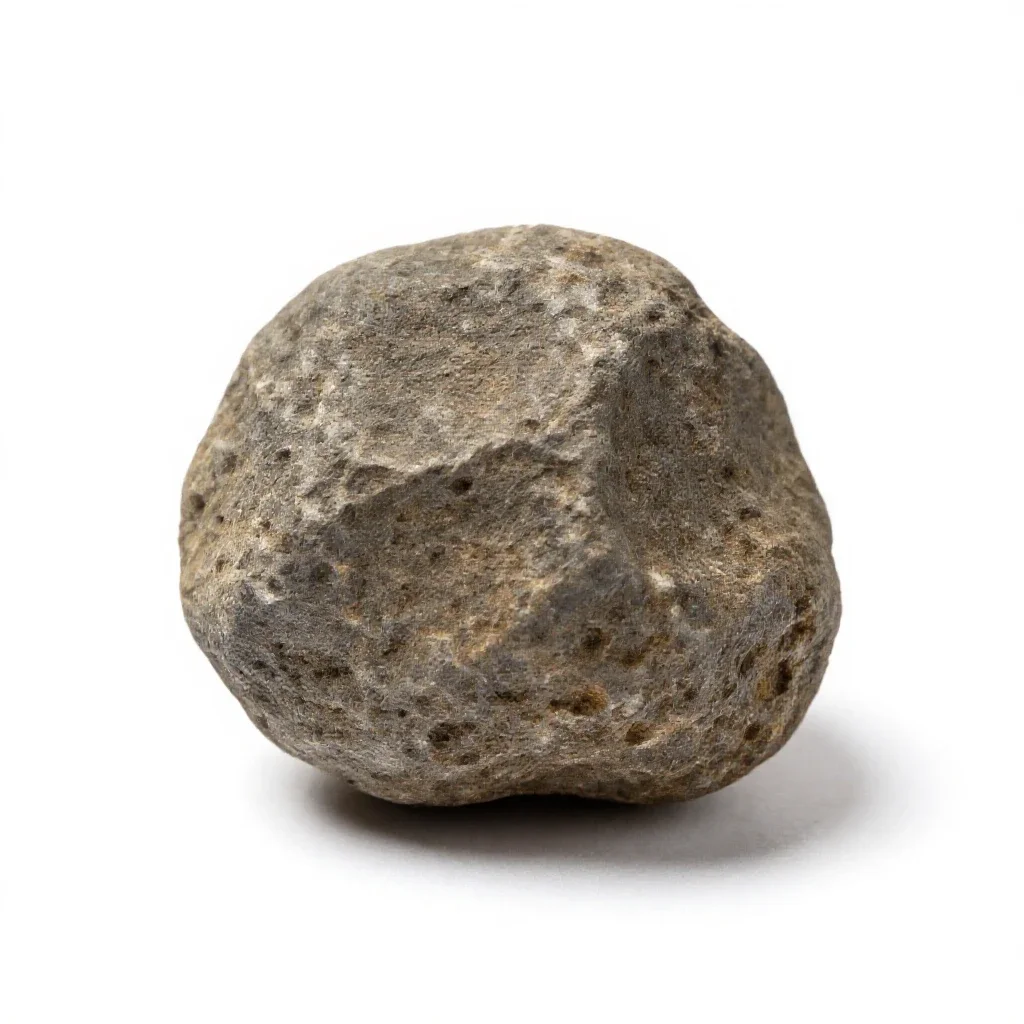 Meteorite fragment isolated on a white background