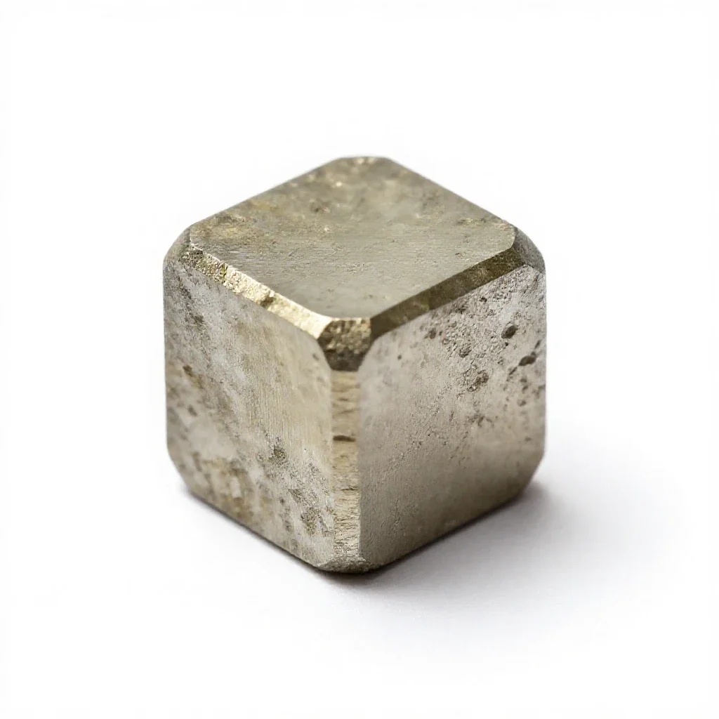 Pyrite cube isolated on a white background