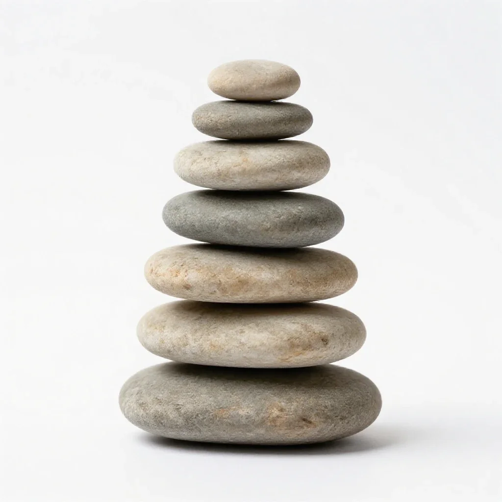 River stone stack isolated on a white background