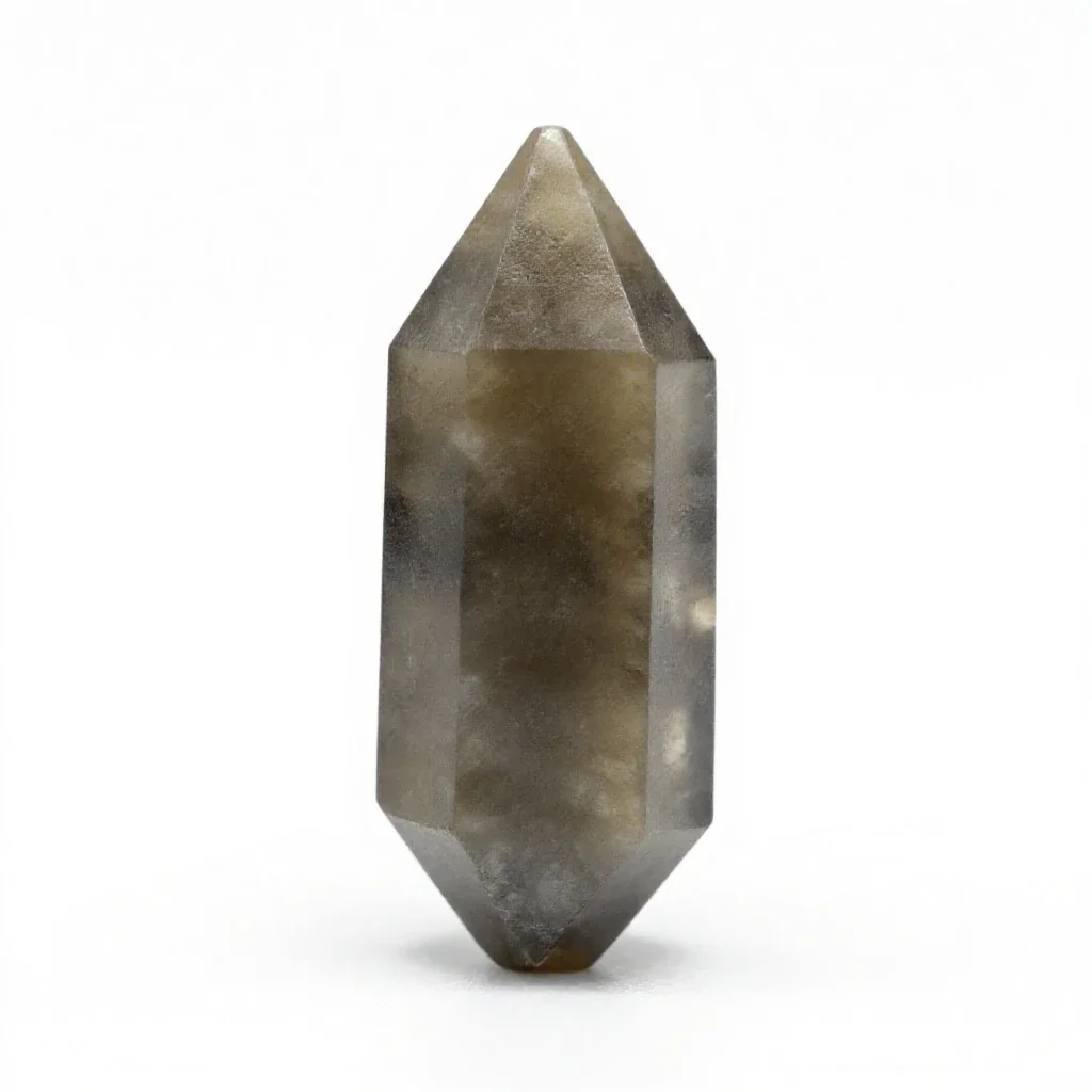 Smoky quartz point isolated on a white background