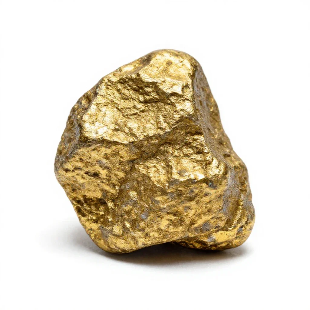 Vein of gold in quartz isolated on a white background