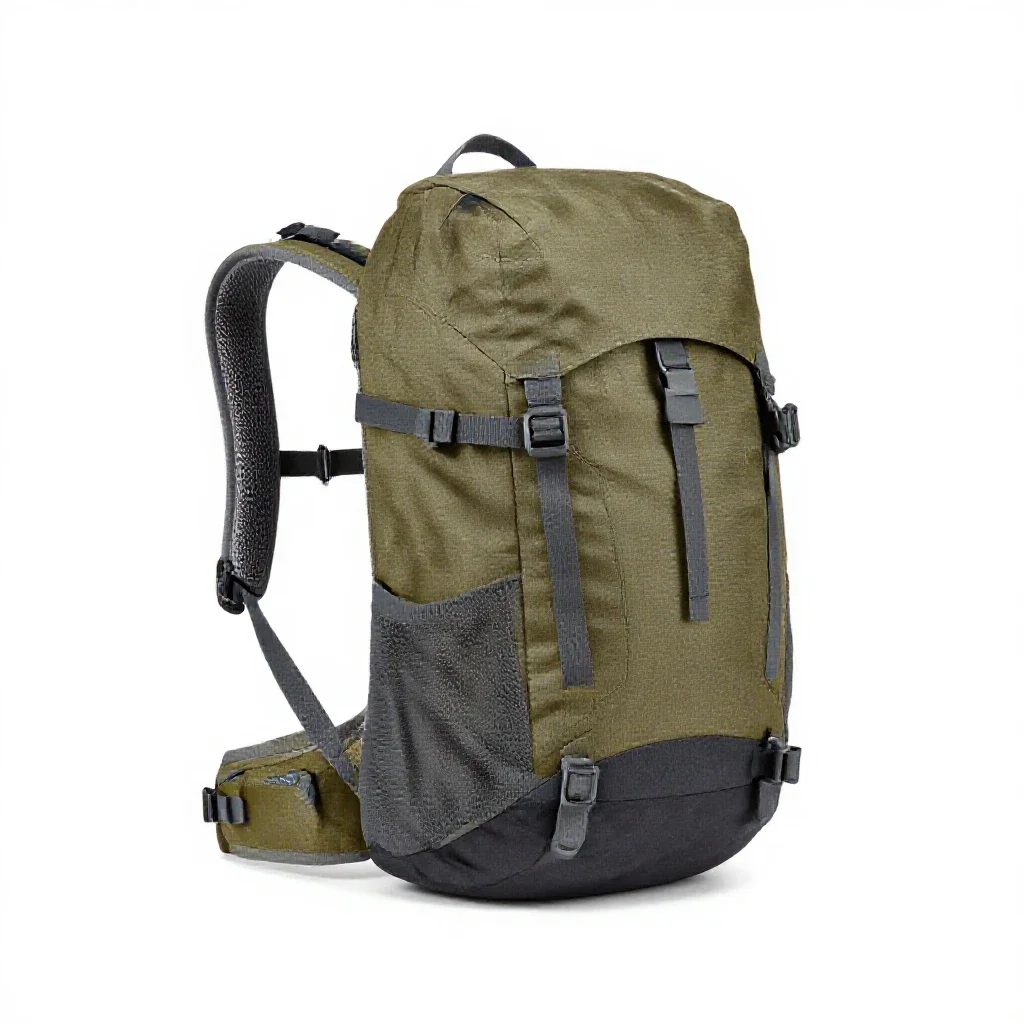 Camping backpack isolated on a white background