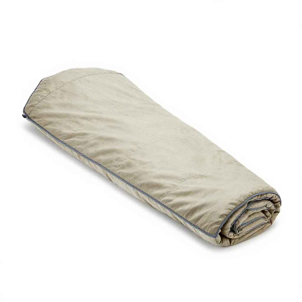 Sleeping bag rolled up isolated on a white background