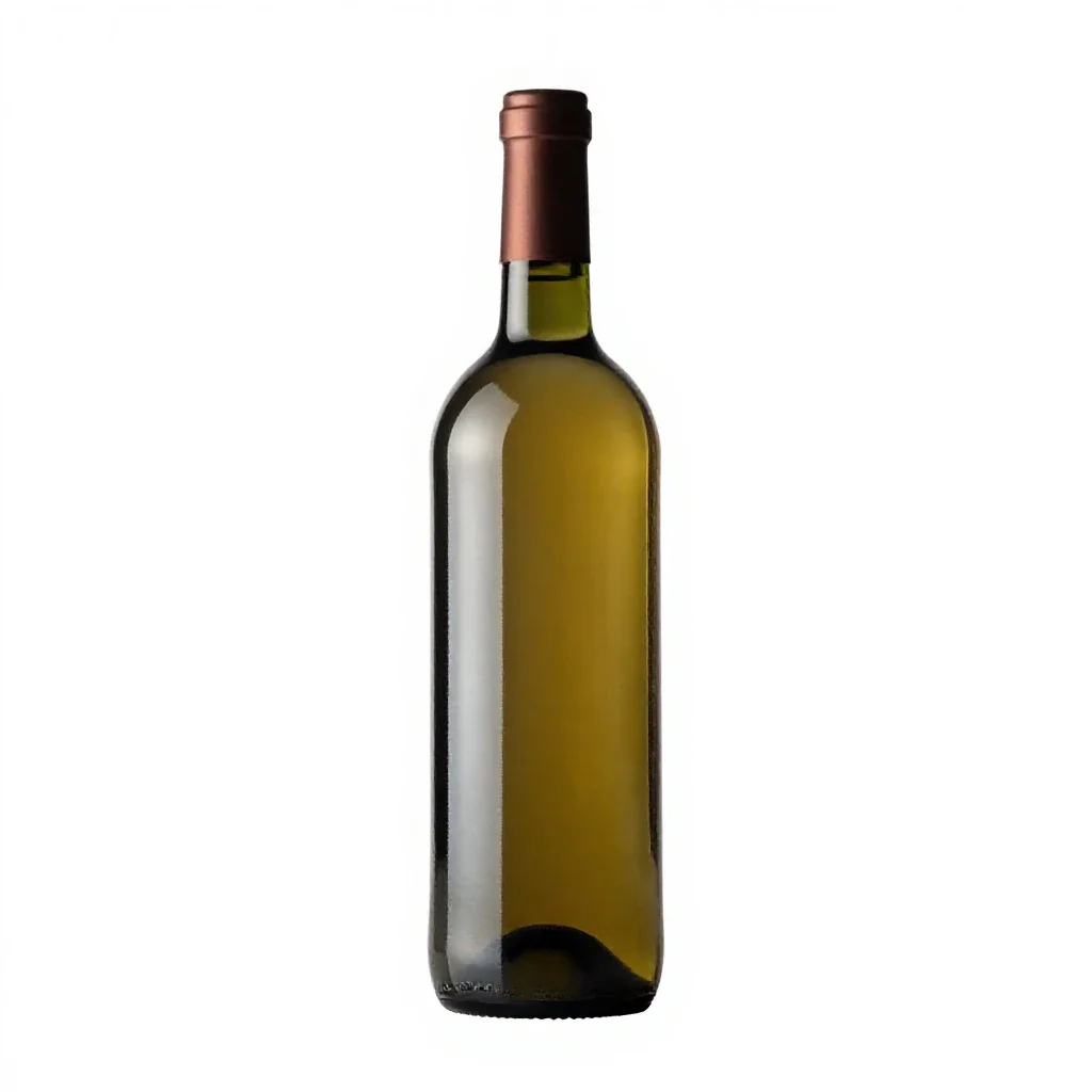 Wine bottle with a wax seal isolated on a white background