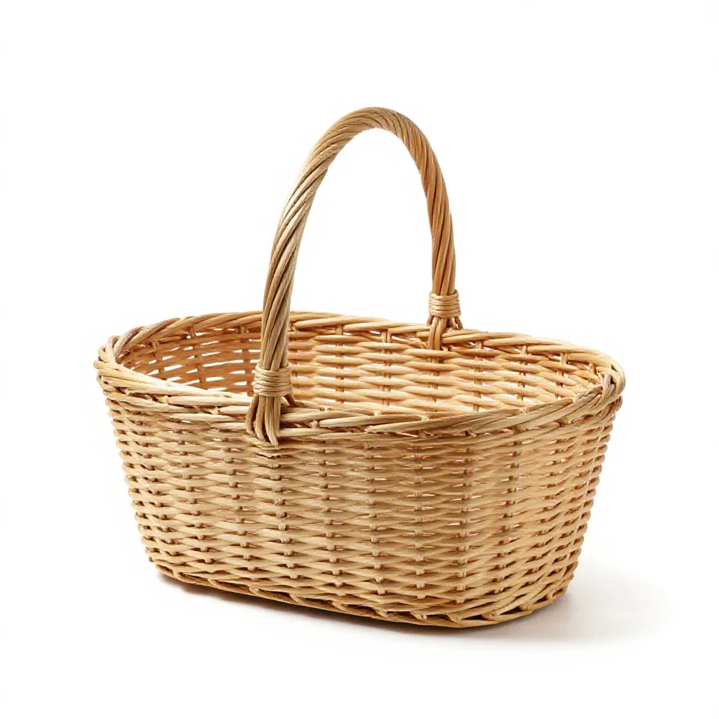 Woven market basket isolated on a white background