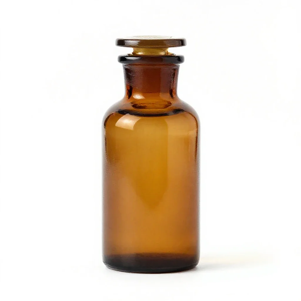 Amber glass apothecary bottle isolated on a white background
