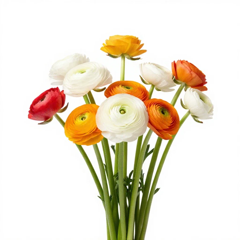 Bunch of ranunculus isolated on a white background