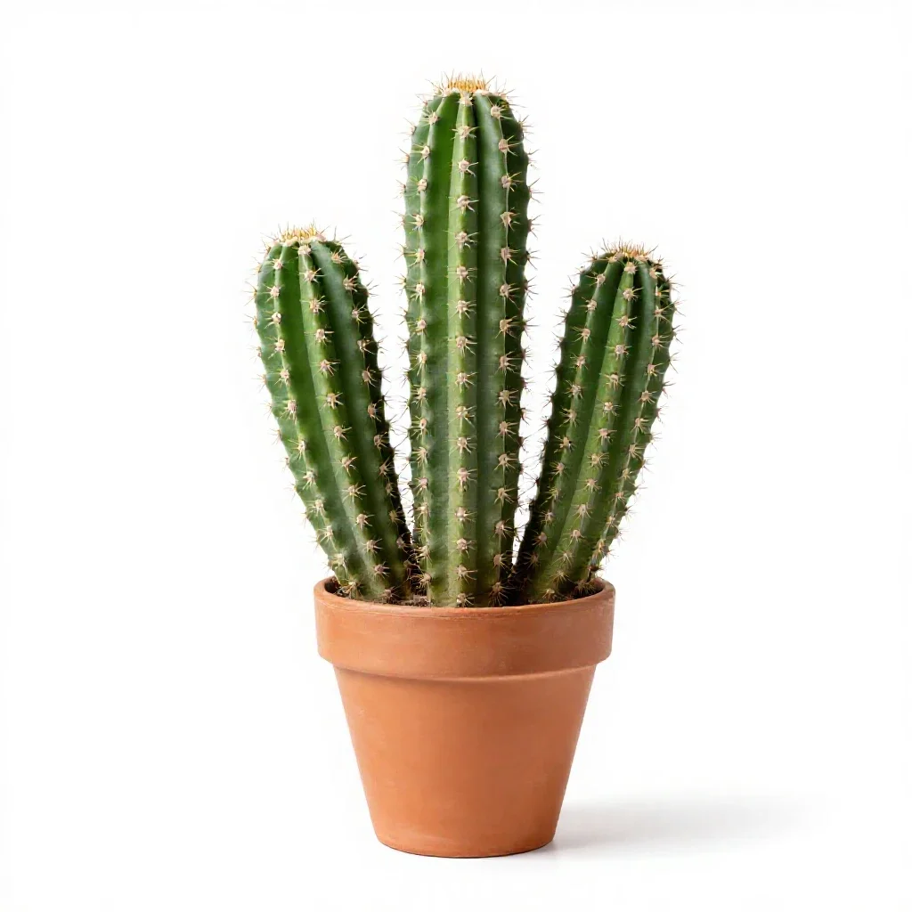 Cactus cluster in terracotta isolated on a white background