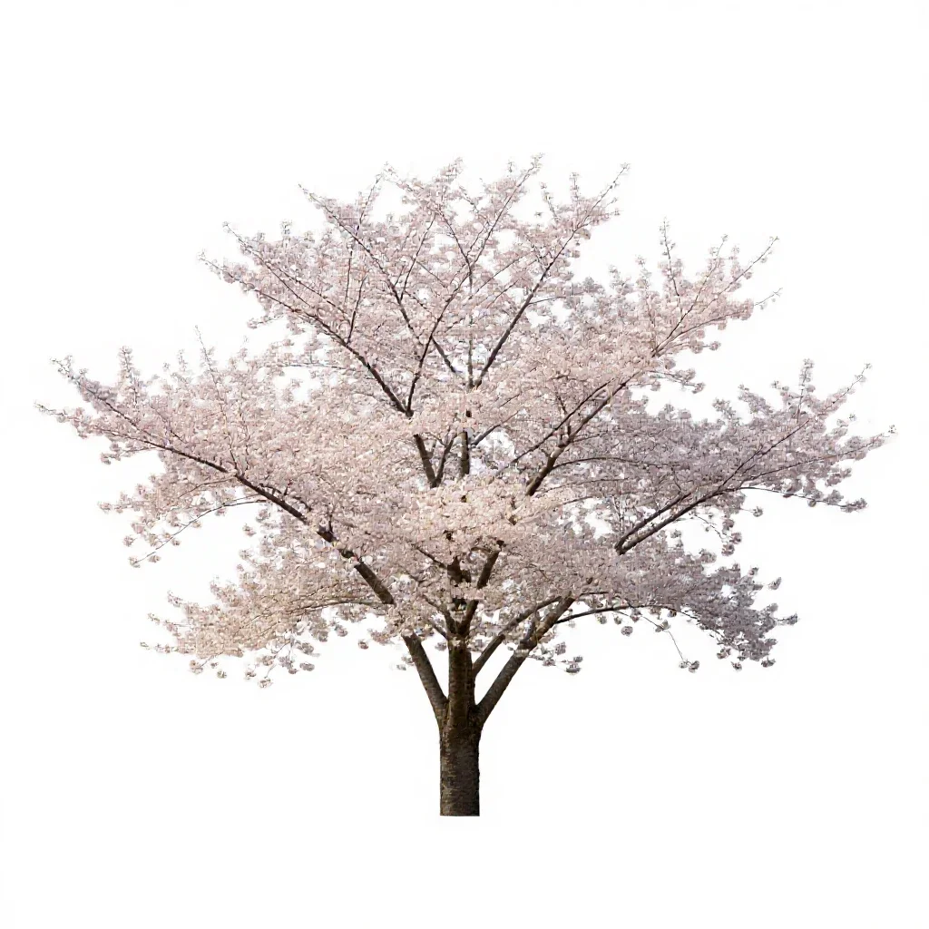 Cherry blossom branch isolated on a white background