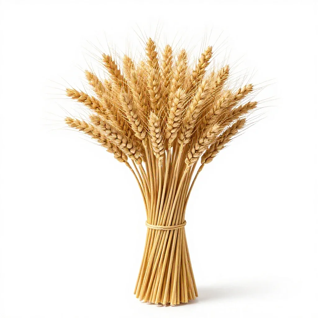 Dried wheat bundle isolated on a white background