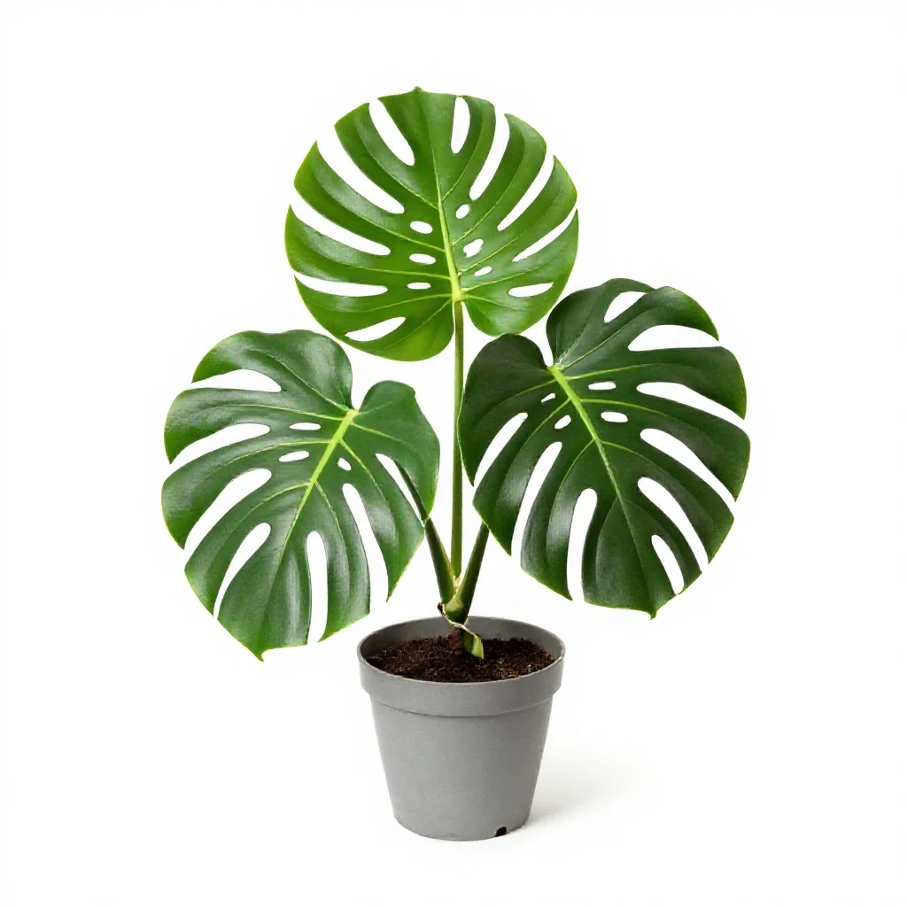 Monstera deliciosa in a pot isolated on a white background