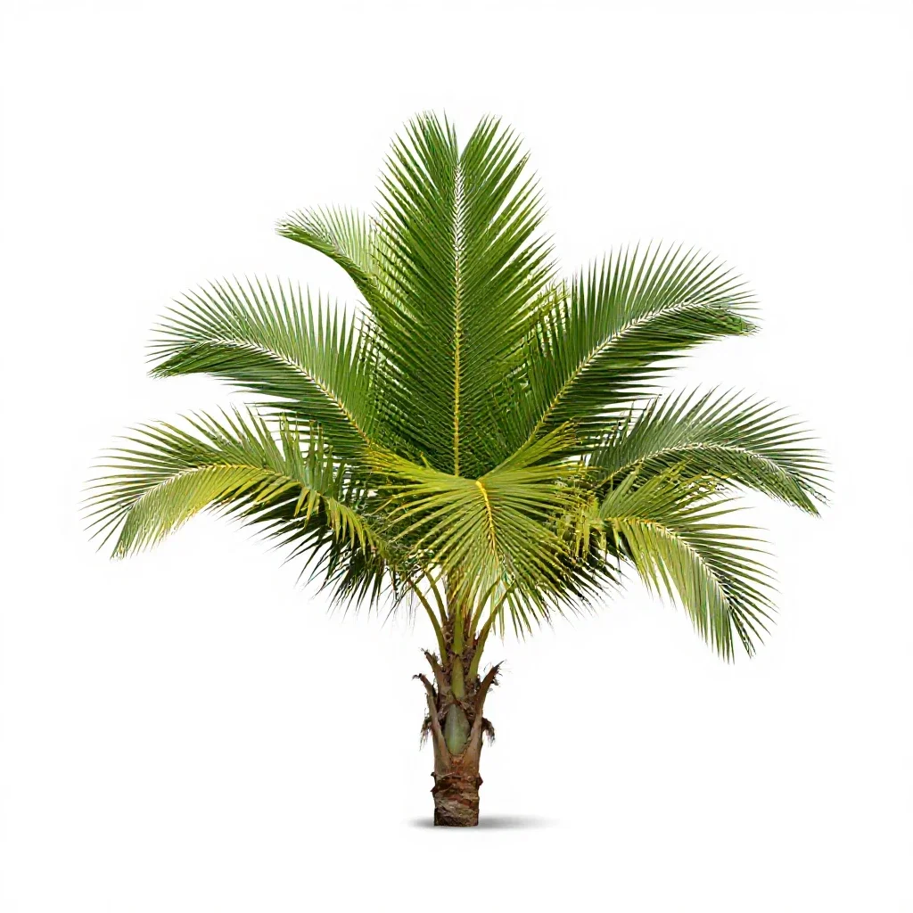 Nikau palm frond isolated on a white background