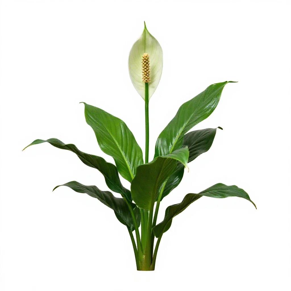 Peace lily in bloom isolated on a white background