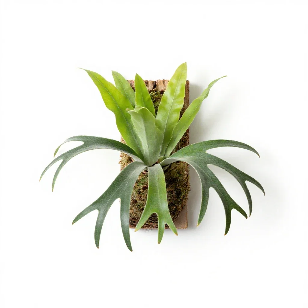 Staghorn fern mounted isolated on a white background