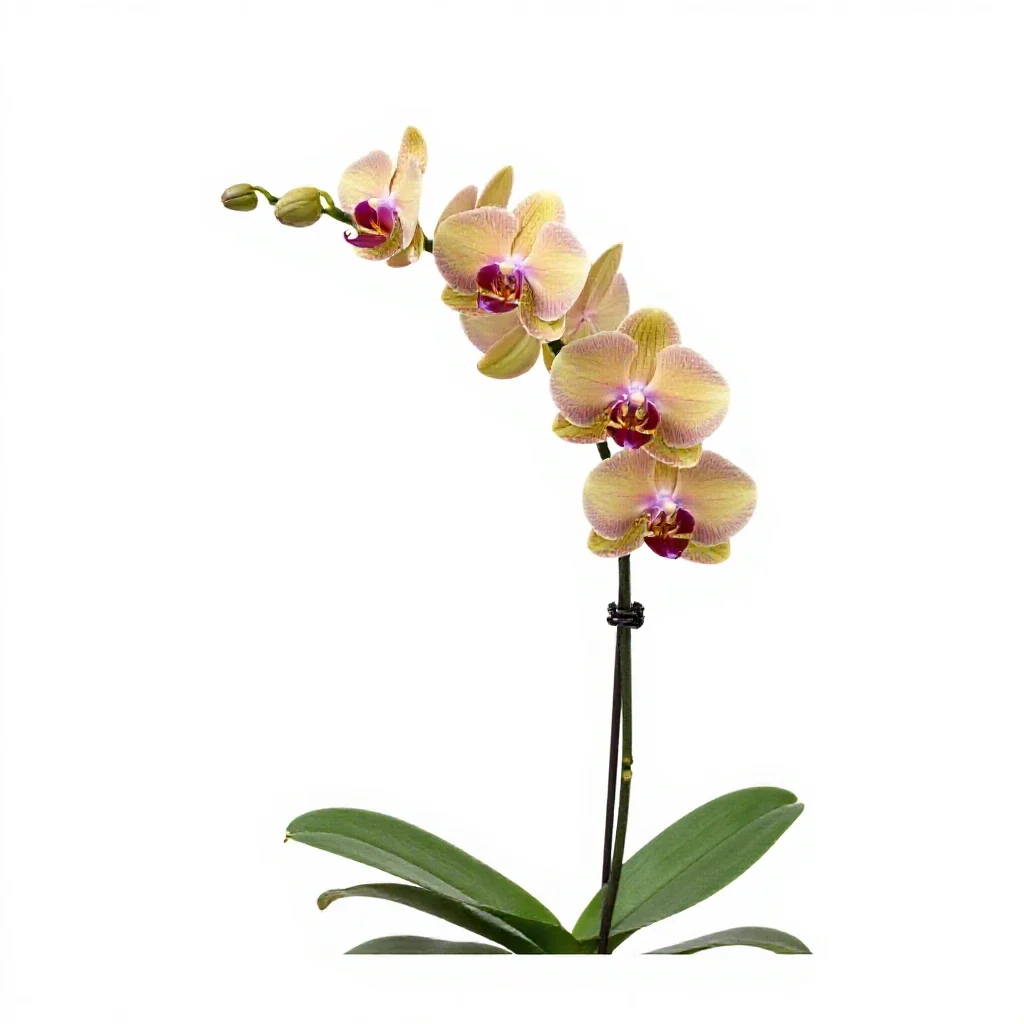 Orchid with arching stems isolated on a white background