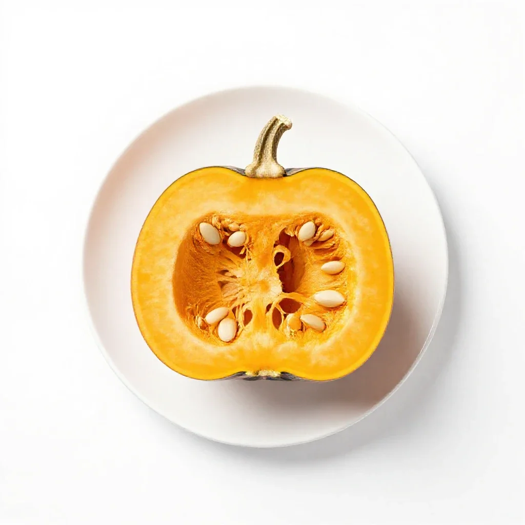 Crown pumpkin cut open isolated on a white background