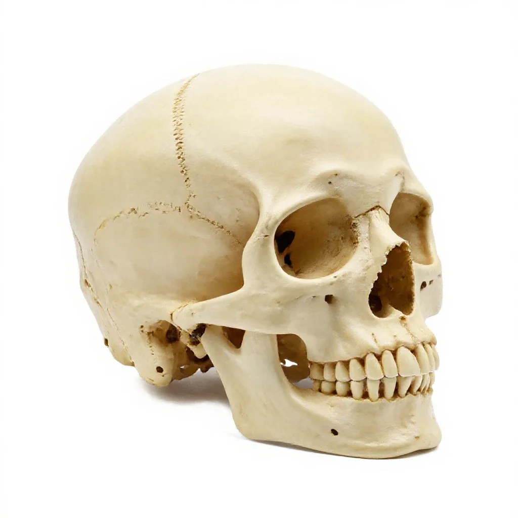 Human skull anatomical model isolated on a white background
